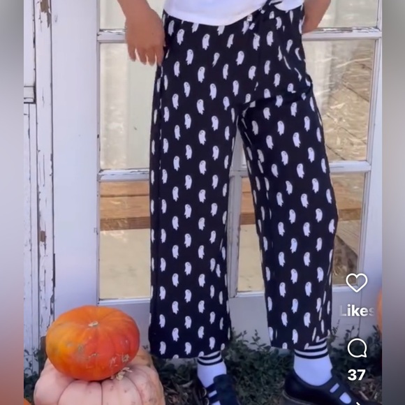 Albion Fit Spooky Audrey Wide Leg Crops in “Ghosts!” - Picture 1 of 7